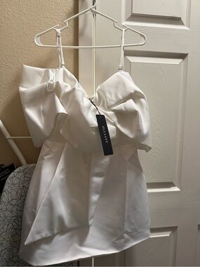 elliatt Anthropologie Wedding White Bow Detail Cocktail Dress BRIDAL!